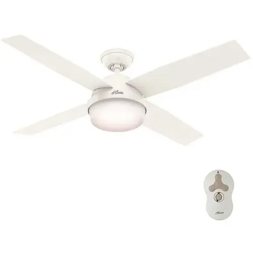 Hunter 59252 Dempsey 52 in. LED Indoor/Outdoor Fresh White Ceiling Fan with Light Kit and Remote Multi-Colored