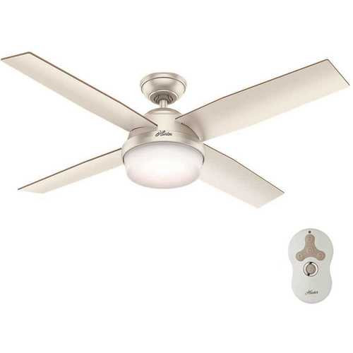 Hunter 59450 Dempsey 52 in. LED Indoor/Outdoor Matte Nickel Ceiling Fan with Light and Remote