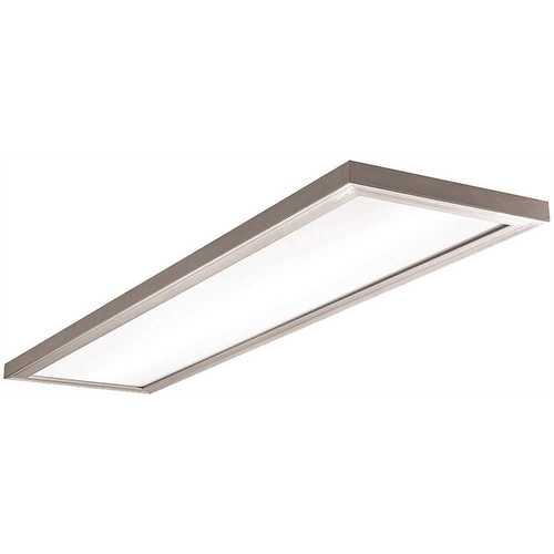 Hampton Bay 54325111 48 in. x 12 in. Low Profile Selectable LED Flush Mount Ceiling Flat Panel Brushed Nickel Rectangle 4000 Lumens Dimmable