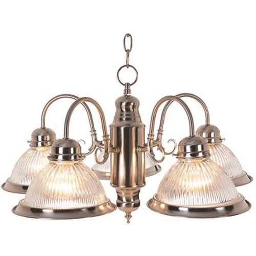 Monument 1090 BN 5-Light Brushed Nickel Chandelier with Clear Glass