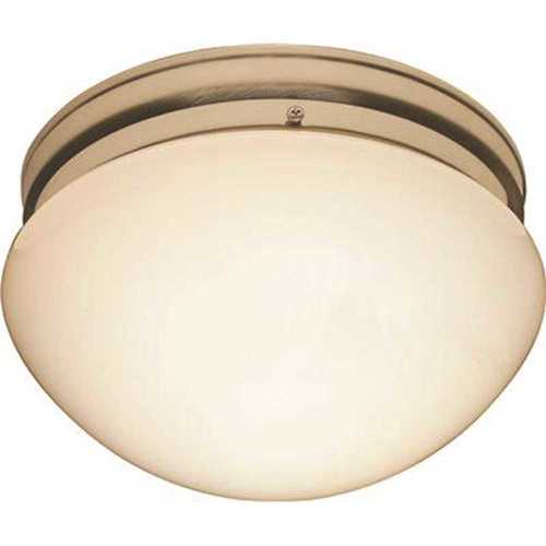 Royal Cove 558734 9.125 in. 2-Light Brushed Nickel Ceiling Flush Mount with White Opal Glass