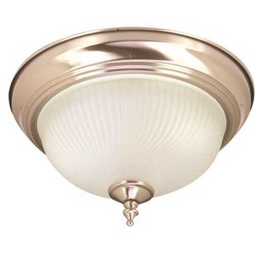 Monument 558728 1-Light Ceiling in Fixture Brushed Nickel Interior Flush-Mount with Frosted Swirl Glass