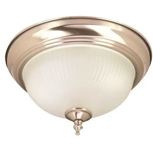 Monument 558728 1-Light Ceiling in Fixture Brushed Nickel Interior Flush-Mount with Frosted Swirl Glass Color/Finish Family