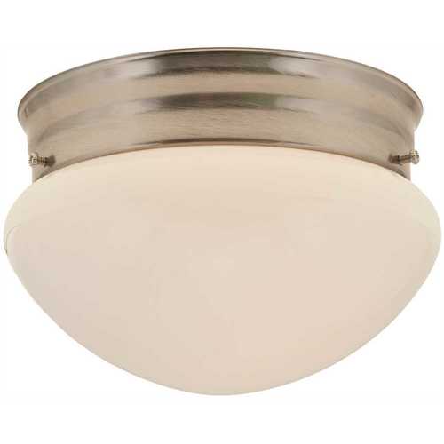 Royal Cove 558733 8 in. Mushroom Shaped Ceiling in Fixture Brushed Nickel Uses One 60-Watt Incandescent Medium Base Lamp