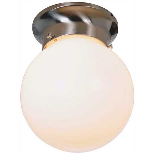 Royal Cove 558735 1-Light Brushed Nickel Flushmount with White Glass