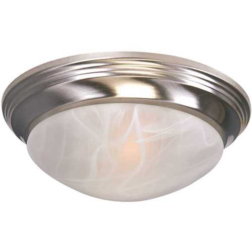 Royal Cove 563118 1-Light Brushed Nickel Flushmount Twist and Lock with Alabaster Swirl Glass