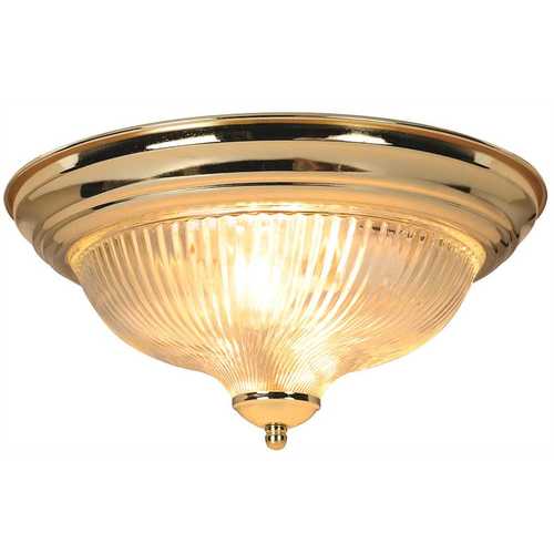 12-3/4 in. Surface Mount Ceiling in Fixture Polished Brass Uses Two 75-Watt Incandescent Medium Base Lamps