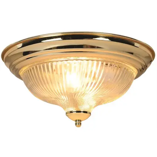 Monument 671358 12-3/4 in. Surface Mount Ceiling in Fixture Polished Brass Uses Two 75-Watt Incandescent Medium Base Lamps