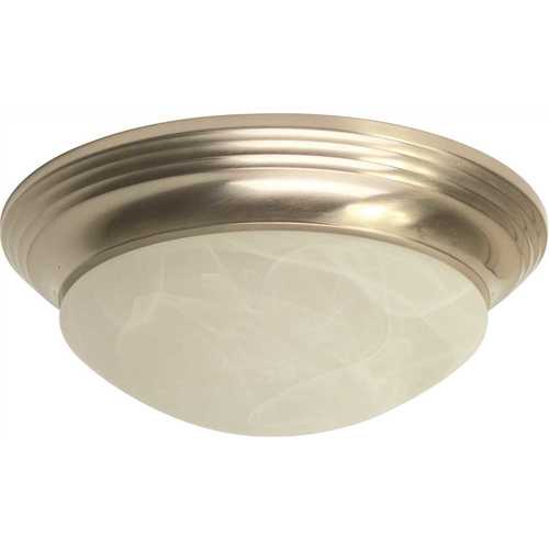 Royal Cove 563116 2-Light Brushed Nickel Flushmount Twist and Lock with Alabaster Swirl Glass