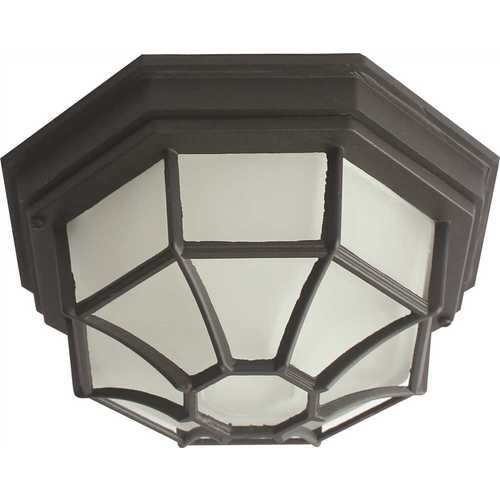 Monument 2495866 10-1/4 in. x 5-1/4 in. 1-Light Black Outdoor Octagon Ceiling in Fixture Frosted Glass Uses 60-Watt Medium Base Lamp