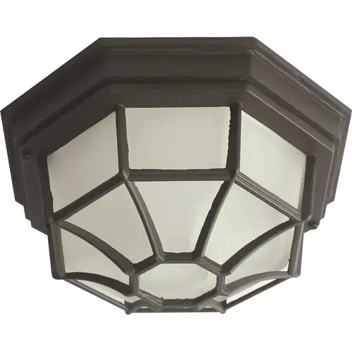 10-1/4 in. x 5-1/4 in. 1-Light Black Outdoor Octagon Ceiling in Fixture Frosted Glass Uses 60-Watt Medium Base Lamp