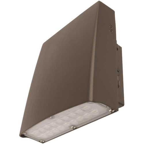 9 in. 30-Watt Bronze Daylight Outdoor Security Commercial Grade Adjustable Head Integrated LED Wall Pack Light