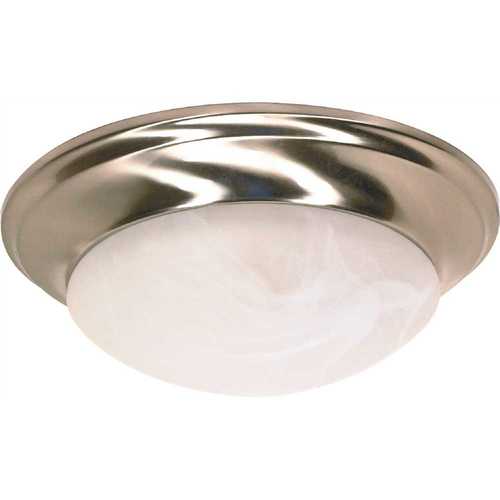 Glomar 11.5 in. 1-Light Brushed Nickel Flush Mount Light Color/Finish Family