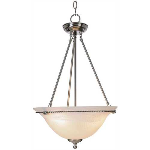 Monument 617028 3-Light Brushed Nickel Pendant with Alabaster Swirl Glass