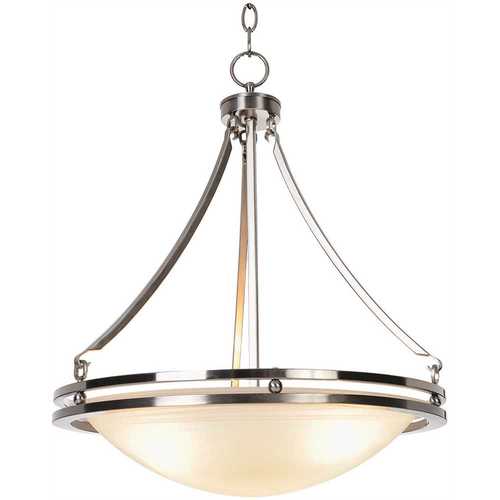 Monument 002034-17-051CS1 3-Light Brushed Nickel Chandelier With Alabaster Glass Shade Color/Finish Family