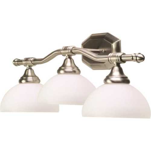 24 in. Decorative Vanity in Fixture Brushed Nickel Uses Three 60-Watt Incandescent Medium Base Lamps