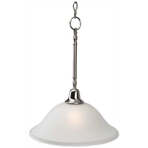 1-Light Brushed Nickel Pendant with Frosted Glass