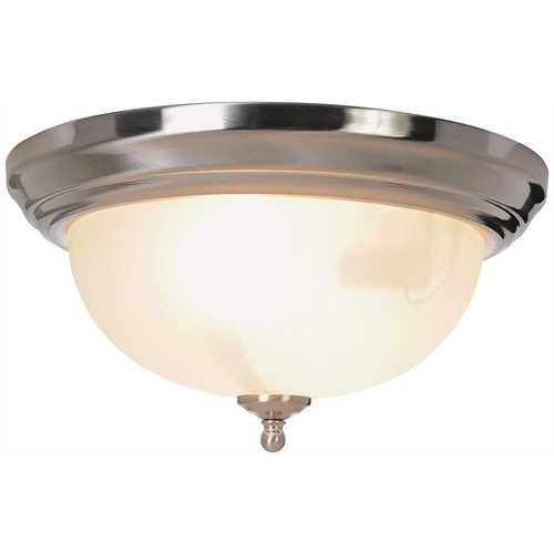 2-Light Brushed Nickel Flush Mount with Frosted Glass