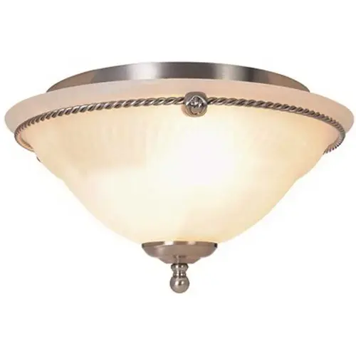 2-Light Brushed Nickel Ceiling Flushmount with Alabaster Swirl Glass Color/Finish Family