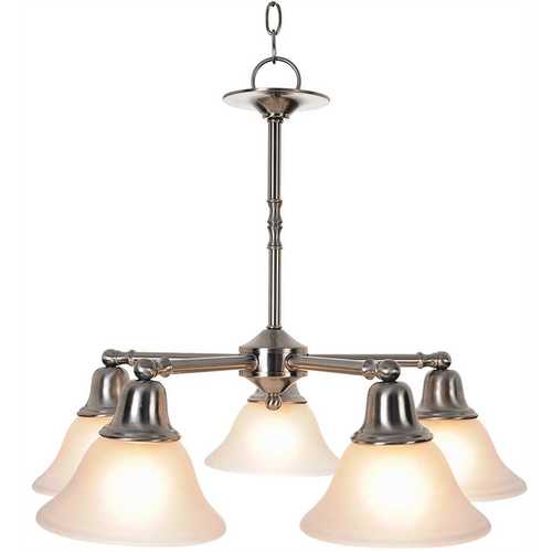 Monument 617259 5-Light Brushed Nickel Chandelier with Frosted Glass