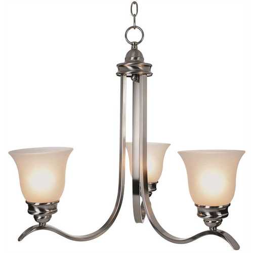 3-Light Brushed Nickel Chandelier with Frosted Glass