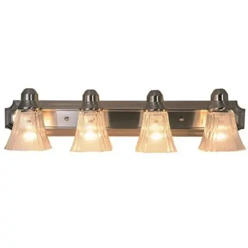 30 in. Decorative Vanity in Fixture Brushed Nickel Uses Four 60-Watt Incandescent Medium Base Lamps