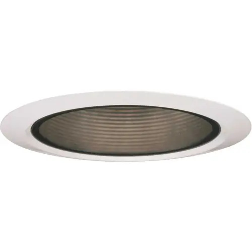 4 in. Recessed 1-Light Black Baffle with Matte White Ring Incandescent Trim