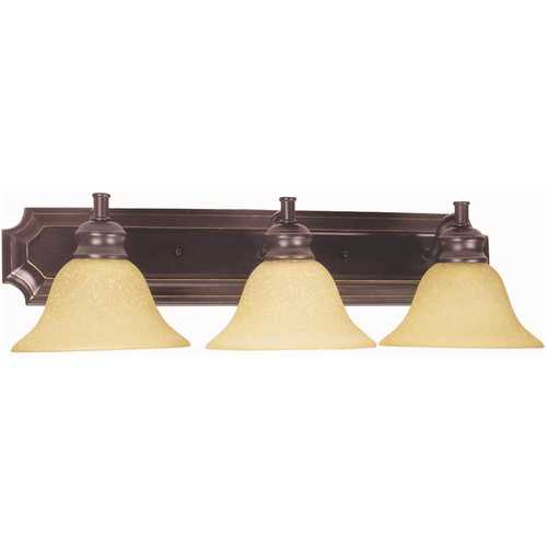 Bristol 3-Light Oil-Rubbed Bronze Wall Bath Vanity Light Tea Speckled Glass Shades