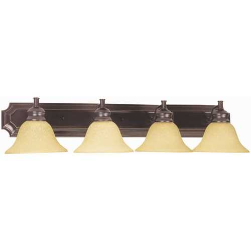 Bristol 4-Light Oil-Rubbed Bronze Vanity Light Tea Speckled Glass Shade