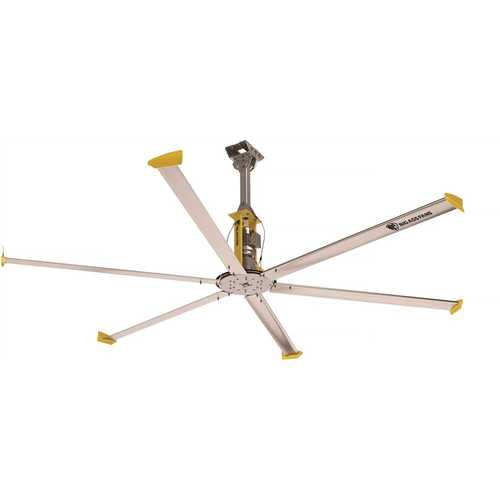 Big Ass Fans F-PF61-1401S34X1 4900 14 ft. Indoor Silver and Yellow Aluminum Shop Ceiling Fan with Wall Control