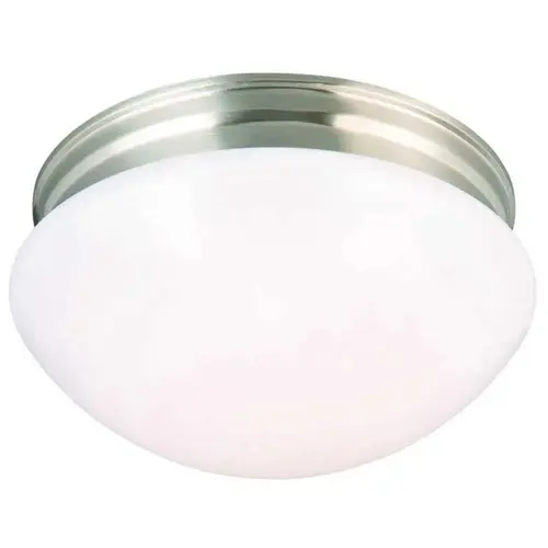 Commercial Electric IPF3011L/BN 9 in. 120-Watt Equivalent Brushed Nickel Integrated LED Mushroom Flush Mount with White Acrylic Shade Color/Finish Family