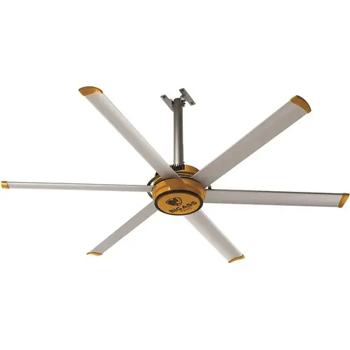 2025 7 ft. Indoor Yellow and Silver Aluminum Shop Ceiling Fan with Wall Control