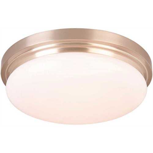 Hampton Bay IUY8011L/BN 15 in. 225-Watt Equivalent Brushed Nickel Integrated LED Flush Mount with Frosted Glass Shade