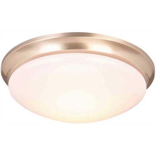 Hampton Bay HGV3011L-2/BN 13 in. 360-Watt Equivalent Brushed Nickel Integrated LED Flush Mount with Frosted Glass Shade