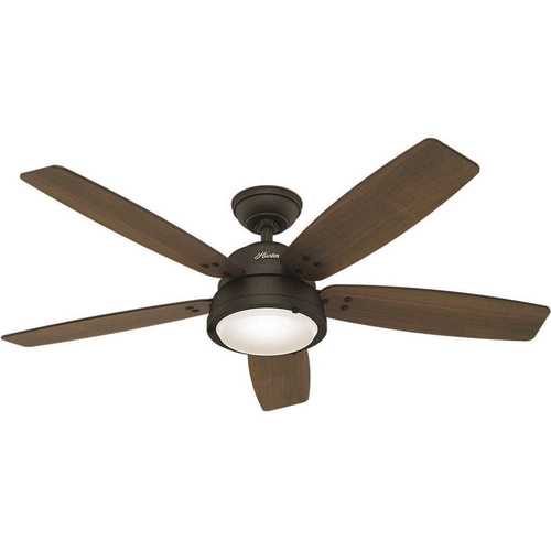 Hunter 59040 Channelside 52 in. LED Indoor/Outdoor Noble Bronze Ceiling Fan with Remote Control