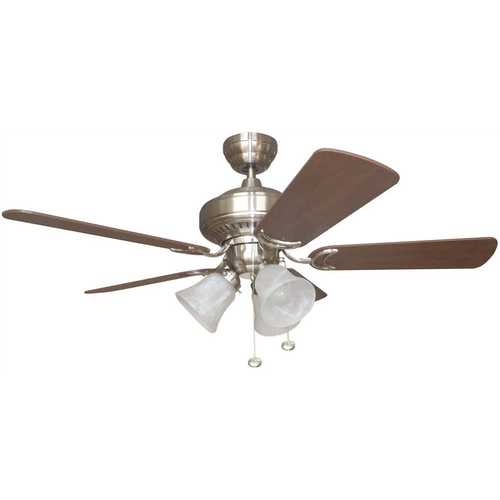 42 IN. BRUSHED NICKEL DUAL-MOUNT CEILING FAN WITH 3 TULIP LIGHT KIT