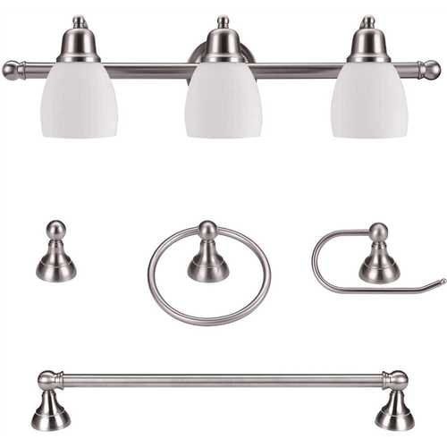 Jayden Satin Nickel All-In-One Bathroom Vanity Light Set