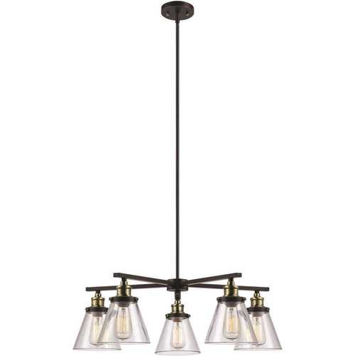 Globe Electric 65617 Jackson 5-Light Oil Rubbed Bronze and Antique Brass Chandelier Color/Finish Family