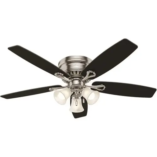 Hunter 52125 Oakhurst 52 in. LED Indoor Low Profile Brushed Nickel Ceiling Fan with Light Kit Brown