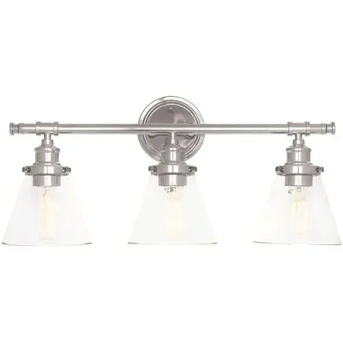 Parker 3-Light Chrome Vanity Light With Clear Glass Shades and Bath Set Color/Finish Family