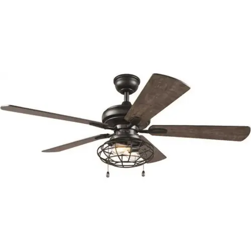 Home Decorators Collection YG629A-MBK Ellard 52 in. LED Indoor Matte Black Ceiling Fan with Light