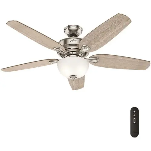 Channing 54 in. LED Indoor Easy Install Brushed Nickel Ceiling Fan with HunterExpress Feature Set and Remote Brown