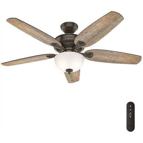 Channing 54 in. LED Indoor Easy Install Noble Bronze Ceiling Fan with HunterExpress Feature Set and Remote