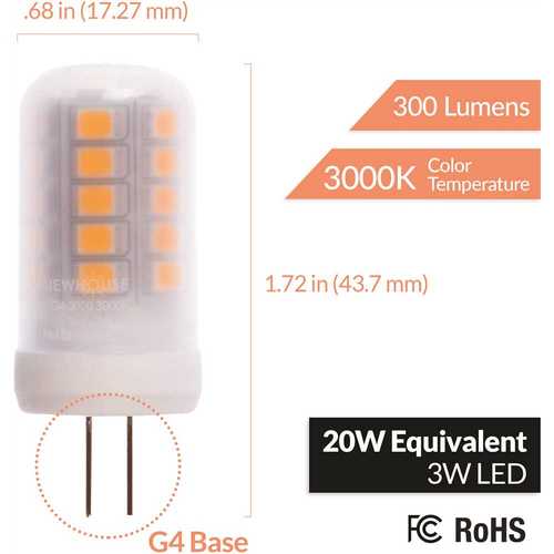 Newhouse Lighting G4-3020-4 20-Watt Equivalent G4 LED Bulb Halogen Replacement Light Bulb, Bi-Pin, Non-Dimmable - pack of 4