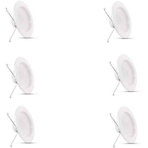 5/6 in. 75-Watt Equivalent Daylight (5000K) CEC Integrated LED Retrofit White Recessed Light Trim Downlight - pack of 6