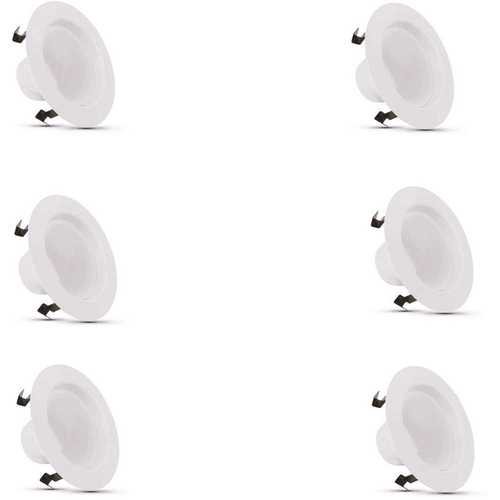 4 in. 75-Watt Equivalent Daylight (5000K) CEC Integrated LED Retrofit White Recessed Light Trim Downlight - pack of 6