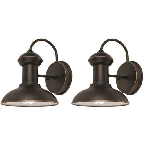 Globe Electric 44305 Jameson 1-Light Oil Rubbed Bronze Outdoor Wall Lantern Sconce - pack of 2