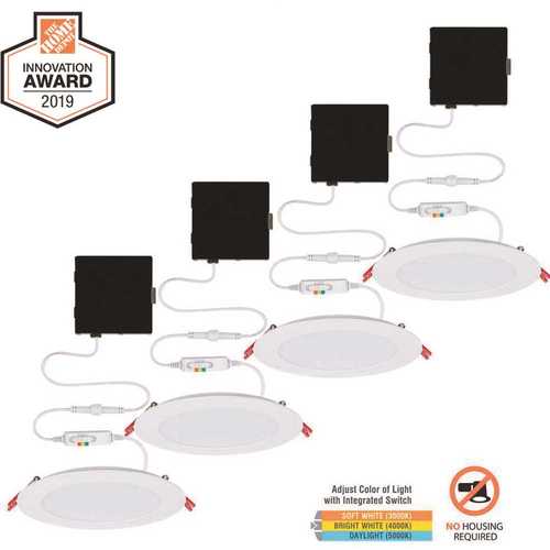 Ultra Slim 6 in. New Construction and Remodel Color Selectable Canless LED Recessed Kit White