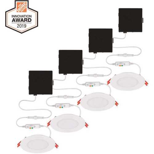 Commercial Electric 91364 4 in. Selectable New Construction and Remodel Canless Recessed Integrated LED Kit for Shallow Ceiling