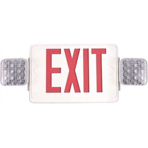 Combo 14-Watt Equivalent Integrated LED White Exit Sign and Emergency Light with Ni-Cad 9.6-Volt Battery